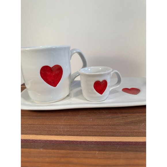 WILLIAM SONOMA Valentines Day Coffee Mug, Esspresso Cup and Biscotti/cookie plat - Picture 3 of 7